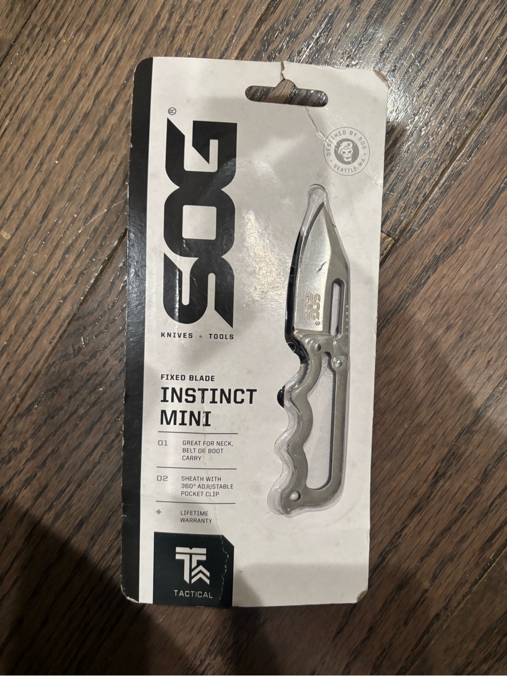 SOG Instinct Mini Fixed Blade Knife - Silver